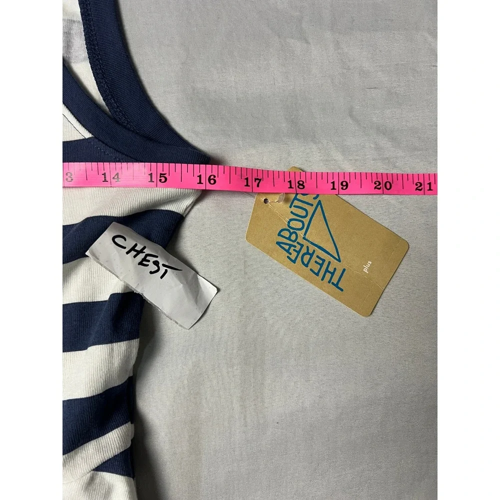 Thereabouts Girls XL 18.5 Plus Navy Blue White Striped Fit Flare Dress NEW